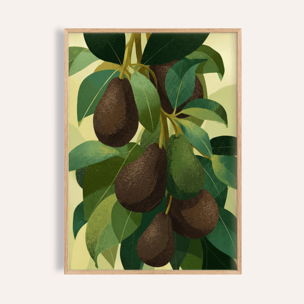 Avocado Wall Art Print in green and beige for kitchen decor poster