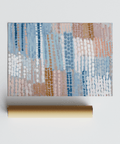 Contemporary pastel blue and pink abstract prints with beige, pink, blue for studio decor