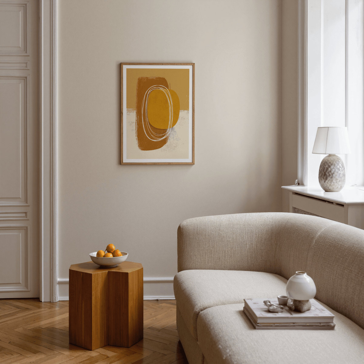 Minimalist Organic Wall Art with layered ovals and looped linework