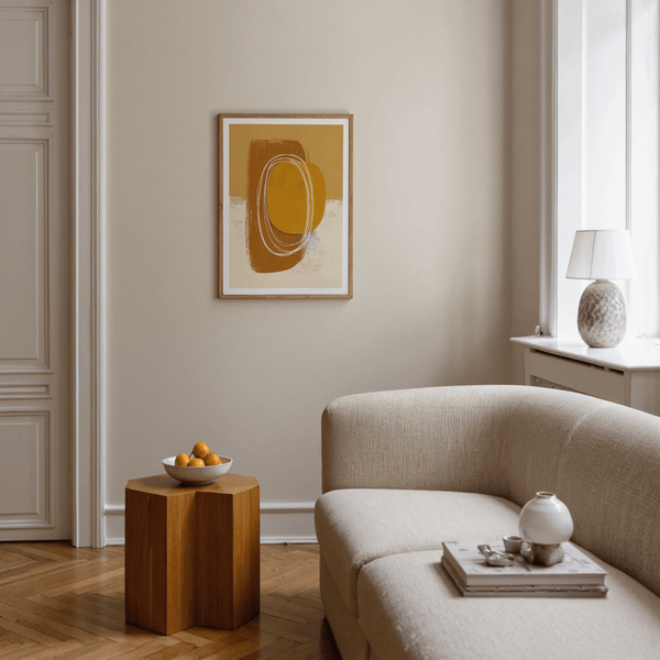 Minimalist Organic Wall Art with layered ovals and looped linework