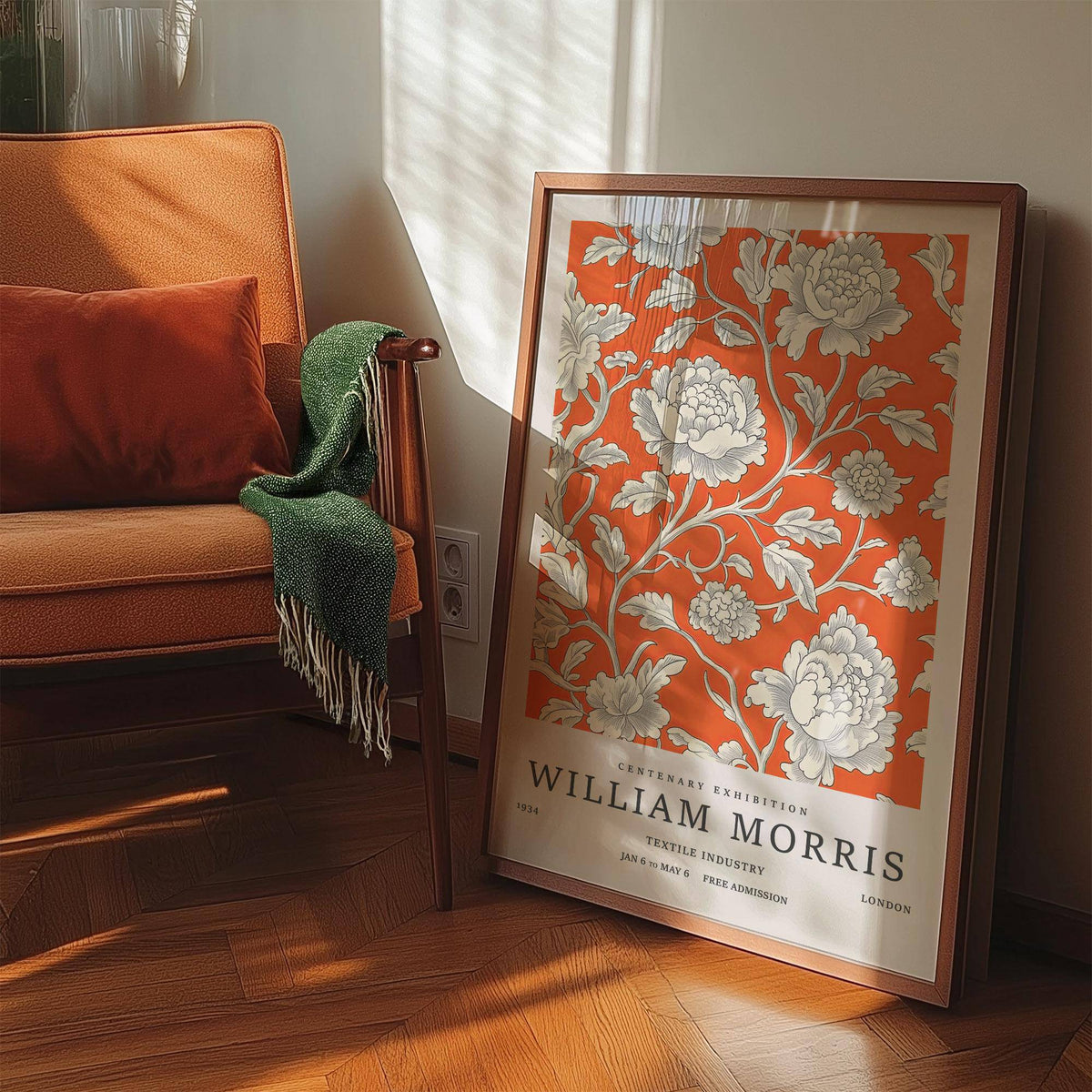 William Morris style vintage flower art ideal for office decor