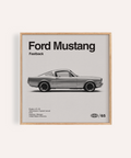Ford Mustang Art Print in Black and White for living room wall art