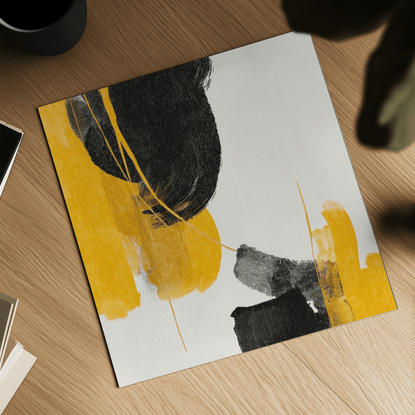 Minimalist Abstract Black and Yellow Art design for home office wall art