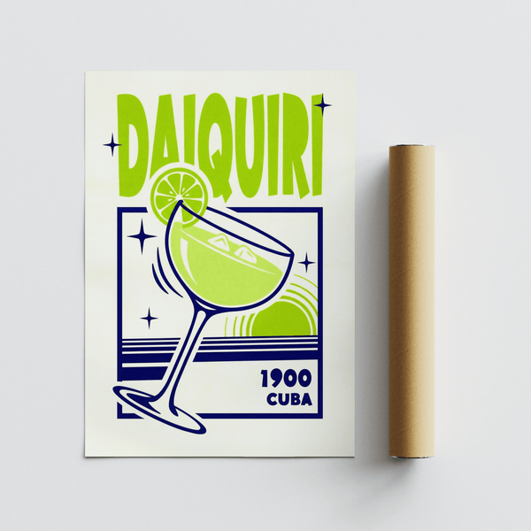 Daiquiri Art Print, green and blue tones for dining room poster