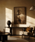 Meditative Art Print showing Buddha in brown for tranquil lounge area