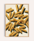 Pasta Penne Art print in Beige and Yellow for kitchen wall decor poster