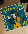 Jazz Blues Art Print in Blue, Green for music studio poster decor