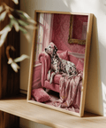Dalmatian Art Print excellent for pet-friendly living rooms in soft Pink tones