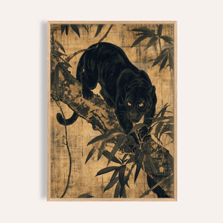 Jungle Wall Art print in beige, brown, black for living room wall art