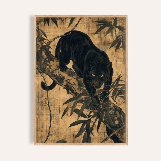 Jungle Wall Art print in beige, brown, black for living room wall art