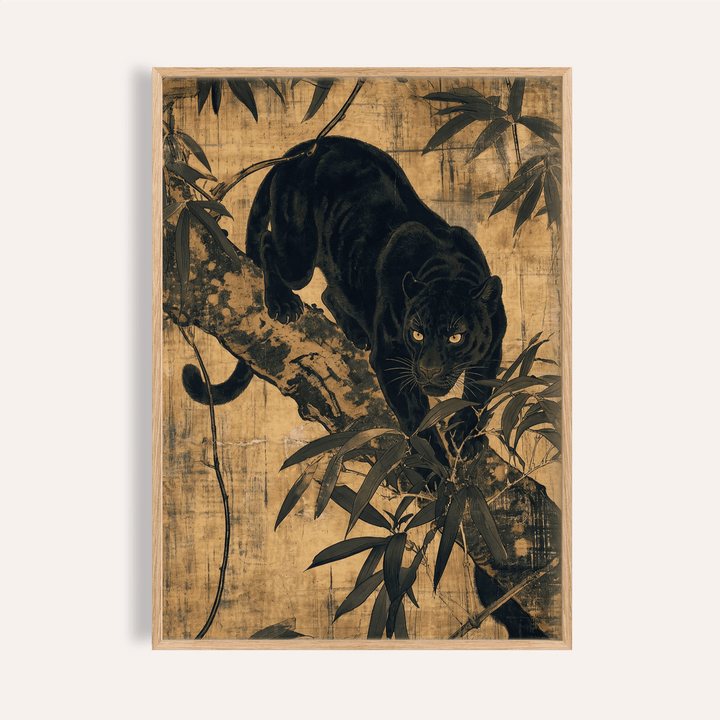 Jungle Wall Art print in beige, brown, black for living room wall art