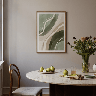 Green Abstract Print green beige white entryway modern art print