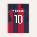 Custom Football Shirt – Navy and Red Stripes — wooden-frame main image