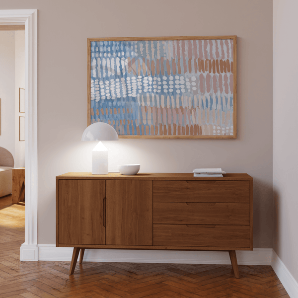 Stylish Contemporary Abstract Print for home office in Blue Pink Beige colors