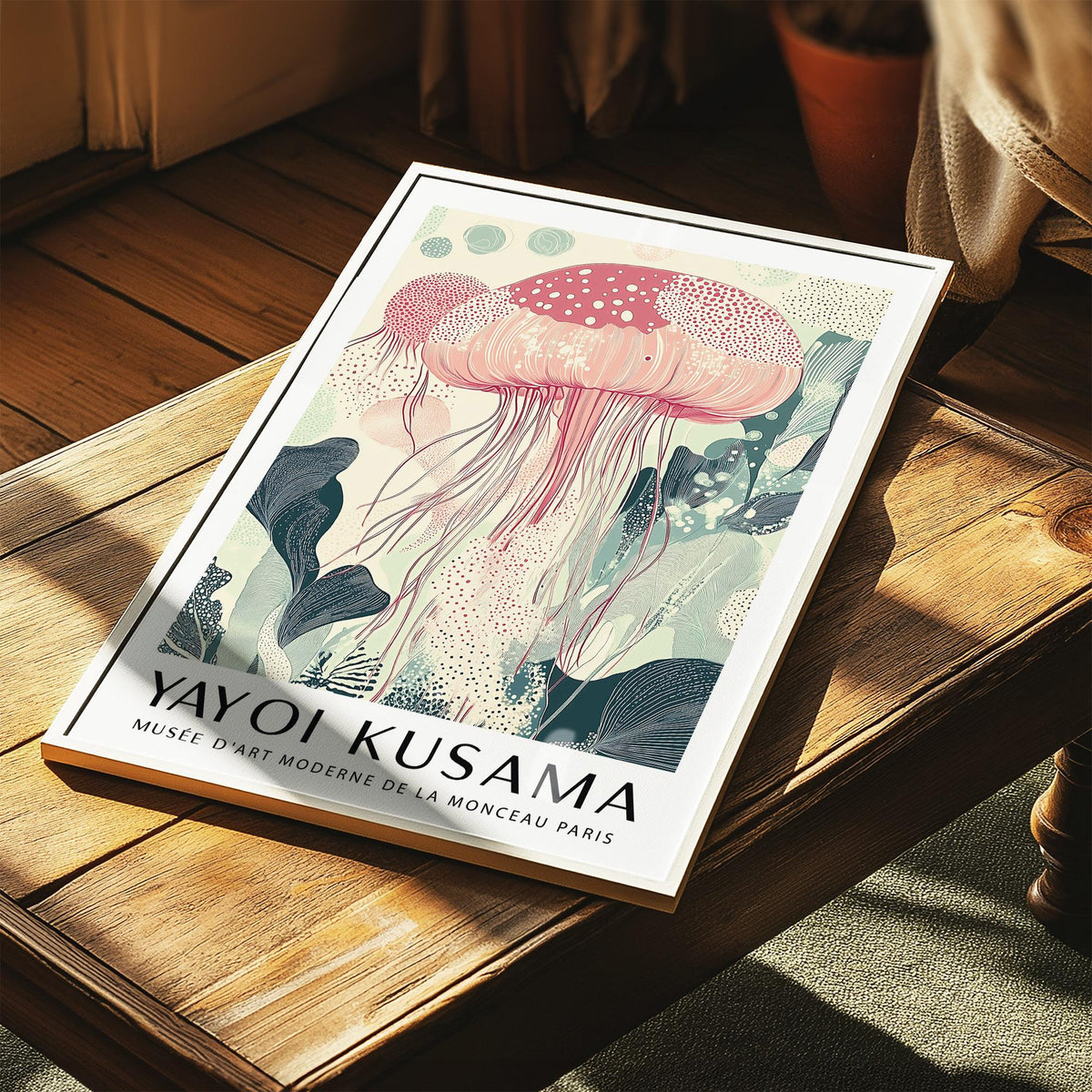 Jellyfish illustration in Sea Animal Wall Art style with dotted textures.
