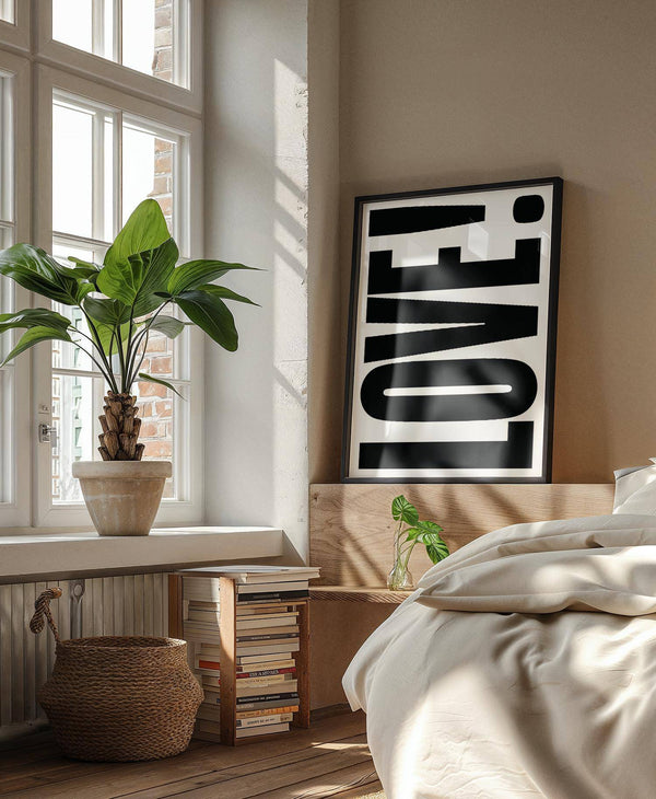 Bedroom styled with oversized large motivational posters print