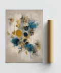 Modern Art Print in Blue, Gold, Beige for office wall art display