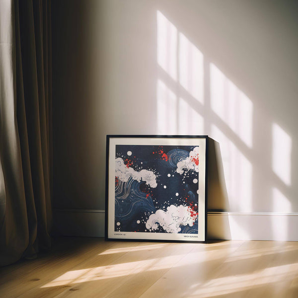 Dynamic Japanese art with ocean wave design for modern living room