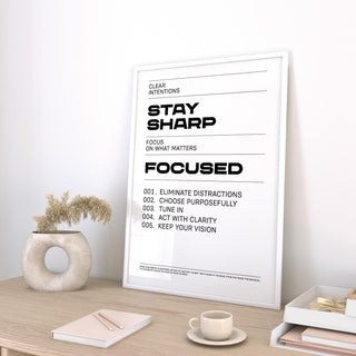 Visual reminder to stay sharp and intentional in Office Posters Motivational style.