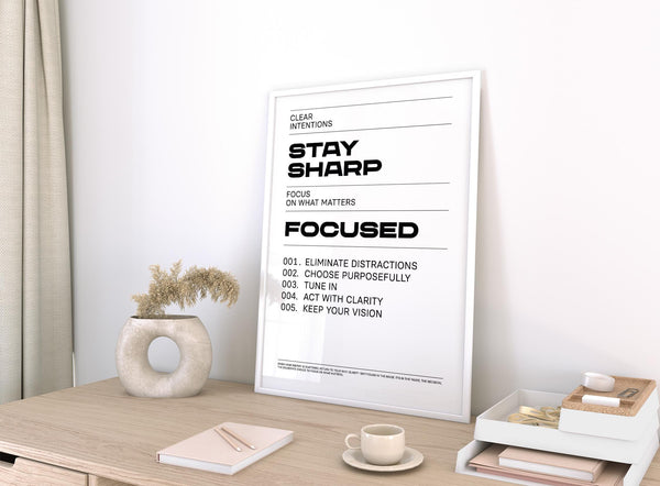Visual reminder to stay sharp and intentional in Office Posters Motivational style.