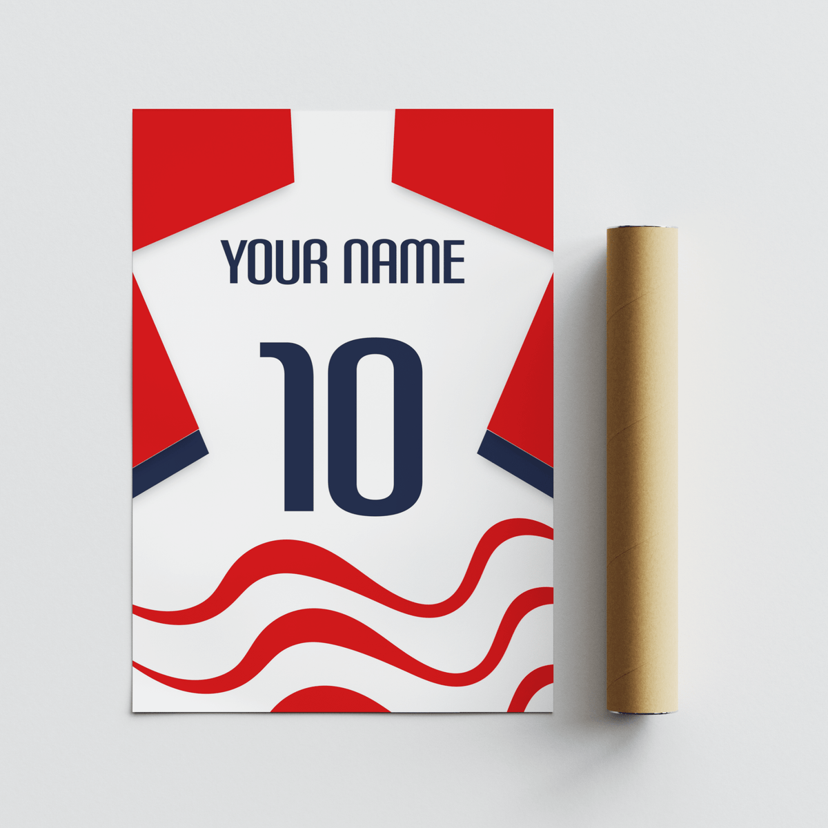 Close-up USA Soccer Jersey Poster focused on the large number and name placement on the jersey