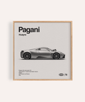 Pagani Huayra Art Print in black and white for office wall art