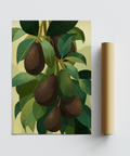 Avocado Wall Art Print with green botanical elements and beige details for home gallery wall
