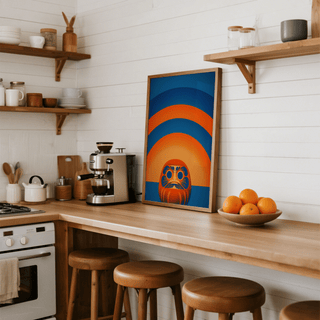 Daruma Doll Wall Art orange tones in motivational wall art poster