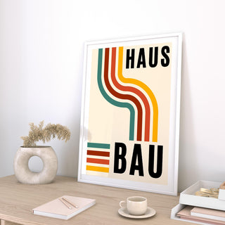 Clean lines and curves in Bauhaus-style artwork for the office