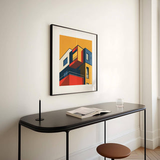 Bright modern posters for office space with strong primary colour contrasts