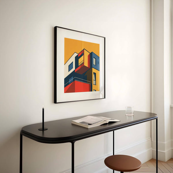 Bright modern posters for office space with strong primary colour contrasts