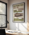 Vintage Monza Grand Prix Poster wall art with GRAN PREMIO D’ITALIA headline and Monza 1968 text