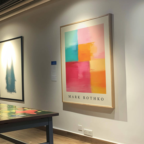 artistic abstract art with pink in a modern setting