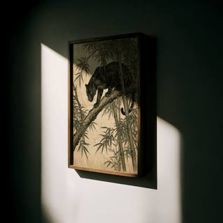 Black Panther Wall Art art print for den, Black cat in Green foliage