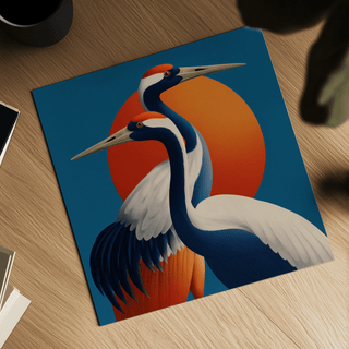 Large Birds Wall Art featuring vibrant Orange and Blue for bedroom wall art