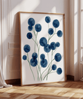 Blue and white Watercolor Flower Wall Art poster suitable for hallway decor