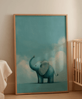 Playful animal blue art print, Nursery Animal Poster for children's room