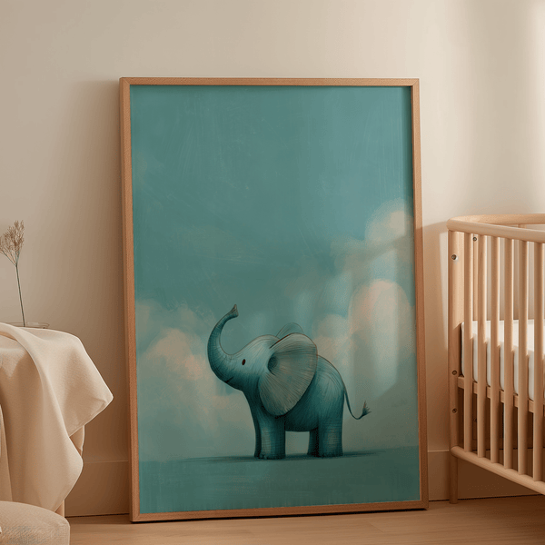 Playful animal blue art print, Nursery Animal Poster for children's room