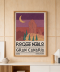 Showing Roque Nublo Wall Art print with GRAN CANARIA text and layered mountains