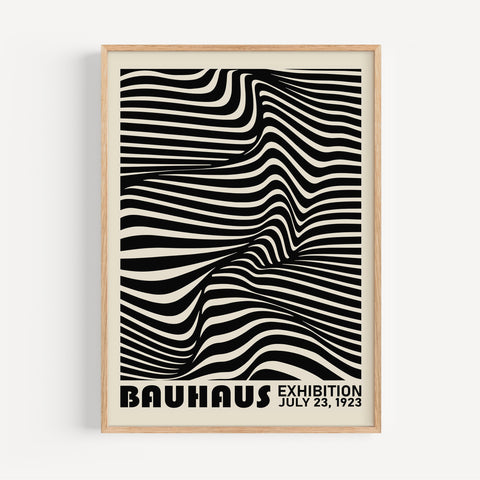 Bauhaus black and white stripes poster, ideal for modern wall decor
