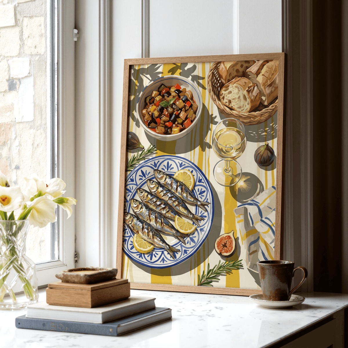 Art print Mediterranean Kitchen Decor, multicolored, kitchen or dining space