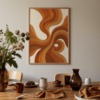 Wall Art with Burnt Orange, vibrant orange and brown, modern art print for study