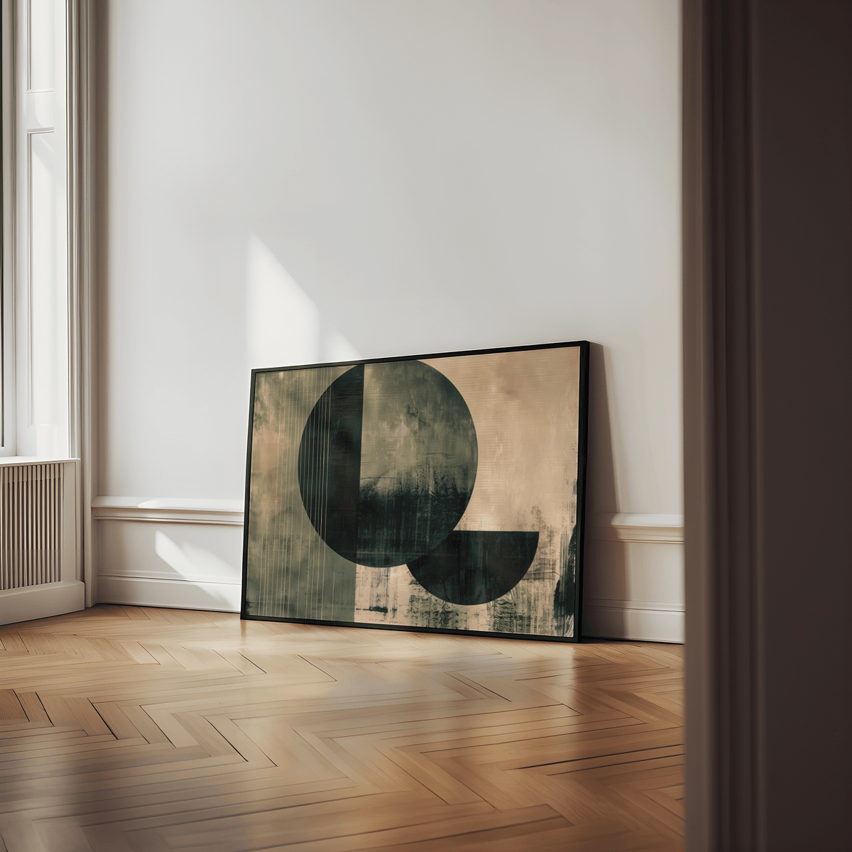 Modern Contemporary Poster Art in Green and Beige for bedroom wall decor print