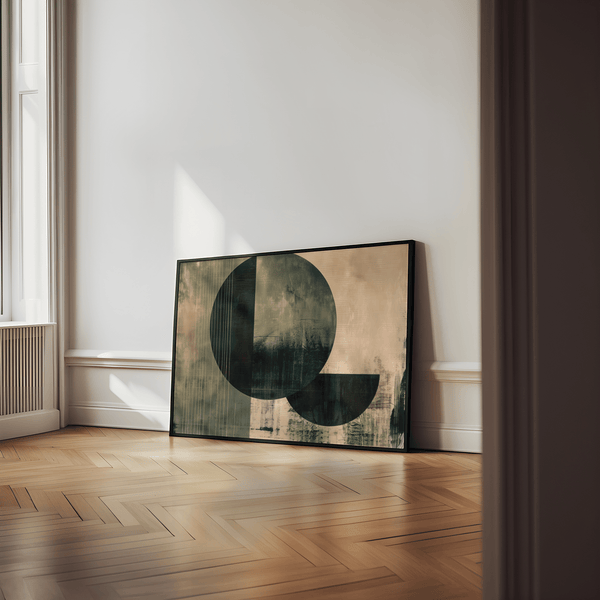 Modern Contemporary Poster Art in Green and Beige for bedroom wall decor print