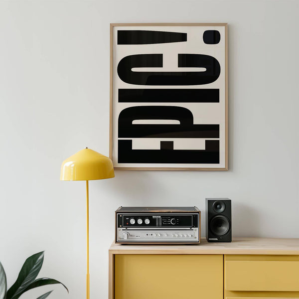 Striking big text sign wall art with bold lettering