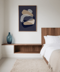 abstract art shapes with Blue and Beige for modern bedroom poster