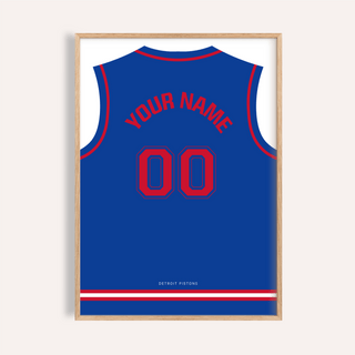 Basketball Jersey Poster in Blue with Red Number