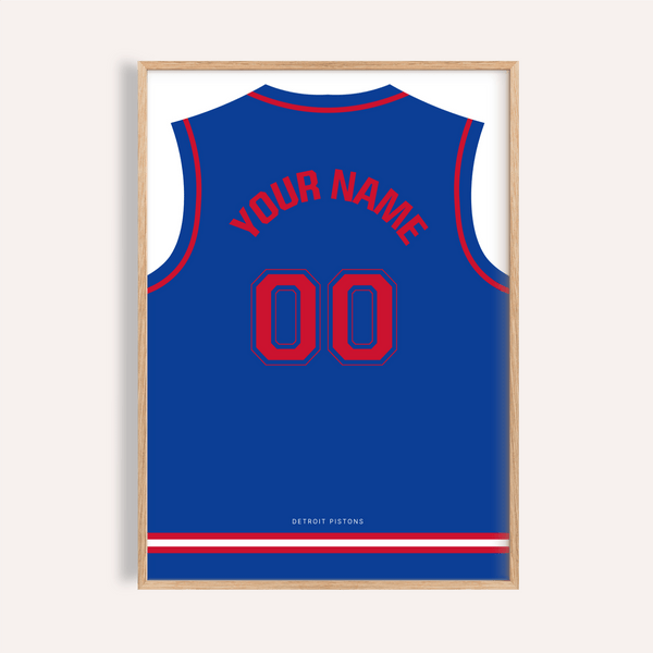 Arched-name basketball jersey poster with 00 number and Detroit Pistons text