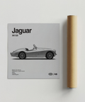 Jaguar XK120 Art Print, Gray palette, perfect for den, classic car art print