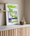 Green and blue color scheme Gimlet Cocktail Poster for dining nook